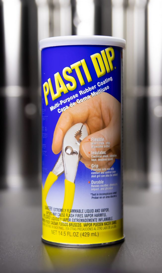 Can of 14.5oz Plasti Dip against silver background